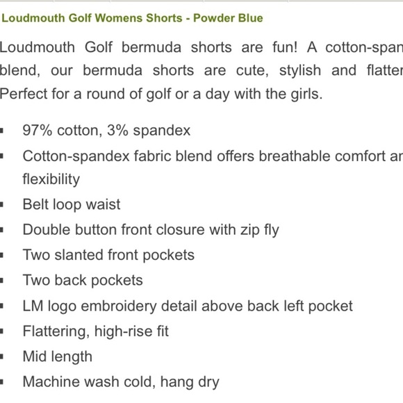 Loudmouth Golf ladies shorts - Powder Blue - Picture 3 of 9